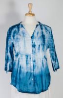 La Cera Blue Tie-Dye Cotton Blouse