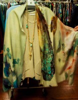Asian Eye Scarf with Turquoise & Bone necklace