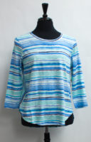 3/4 Sleeve Watercolor Striped Tee by "Escape"