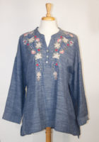 Embroidered "Abigail" Henley top by Kyla Seo