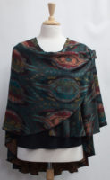 Cashmere Reversible "Buckle Shawl - Turquoise and Orange Print