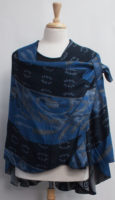 Cashmere Reversible "Buckle" Shawl - Blue Print