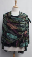 Cashmere Reversible "Buckle" Shawl - Black Feather Print