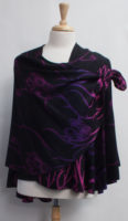 Cashmere Reversible "Buckle" Shawl - Black and Purples