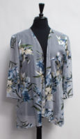 Gray and Ivory Print Silky Jacket by "Shennel"
