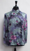 100% Silk Celadon and Purple Blouse by "Shennel"