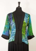 Simply Silk - Frog Closure Jacket, Blue-green Burnout Print