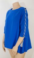 LuLu-B 3/4 Open-Weave-Sleeve Cotton Gauze Top